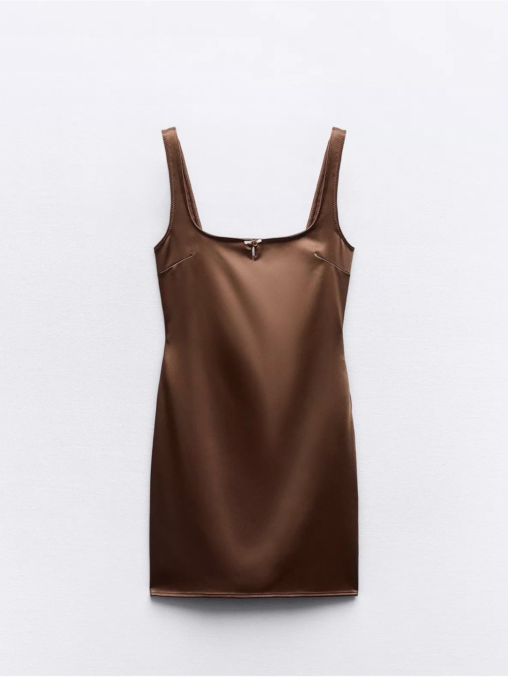 Zara Brown Satin Slip Dress